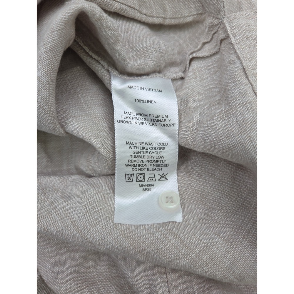 QUINCE 100% European Linen Short Sleeve Shirt FLAX Beige Size Small Quiet Luxury - Picture 6 of 8